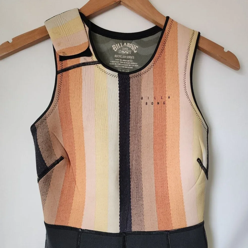 Billabong Sol Sistah black tan stripe Long Jane 2mm wetsuit 4 - Picture 5 of 5
